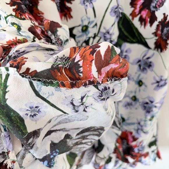 Erdem Floral Silk Ruffle Blouse White Silk Crepe De Chine Small - Picture 7 of 7